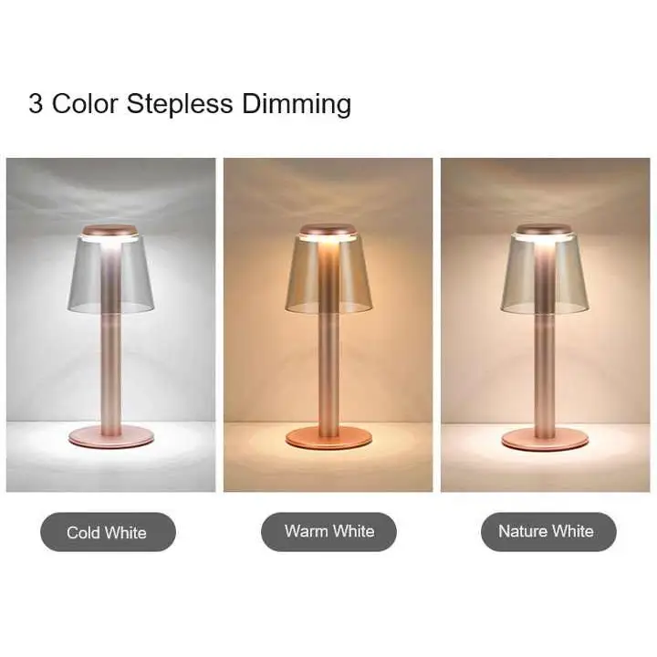 Silver Stylish Transparent Desk Lamp with Touch Control LED Type-C Charging - Simple and Modern Design - Home & Garden