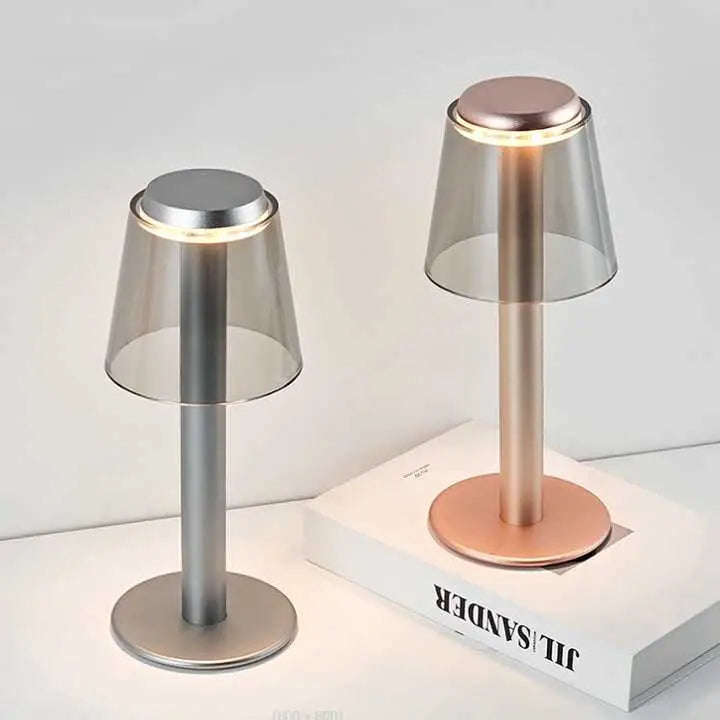 Silver Stylish Transparent Desk Lamp with Touch Control LED Type-C Charging - Simple and Modern Design - Home & Garden