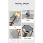 Silver Stylish Transparent Desk Lamp with Touch Control LED Type-C Charging - Simple and Modern Design - Home & Garden