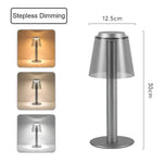 Silver Stylish Transparent Desk Lamp with Touch Control LED Type-C Charging - Simple and Modern Design - Home & Garden
