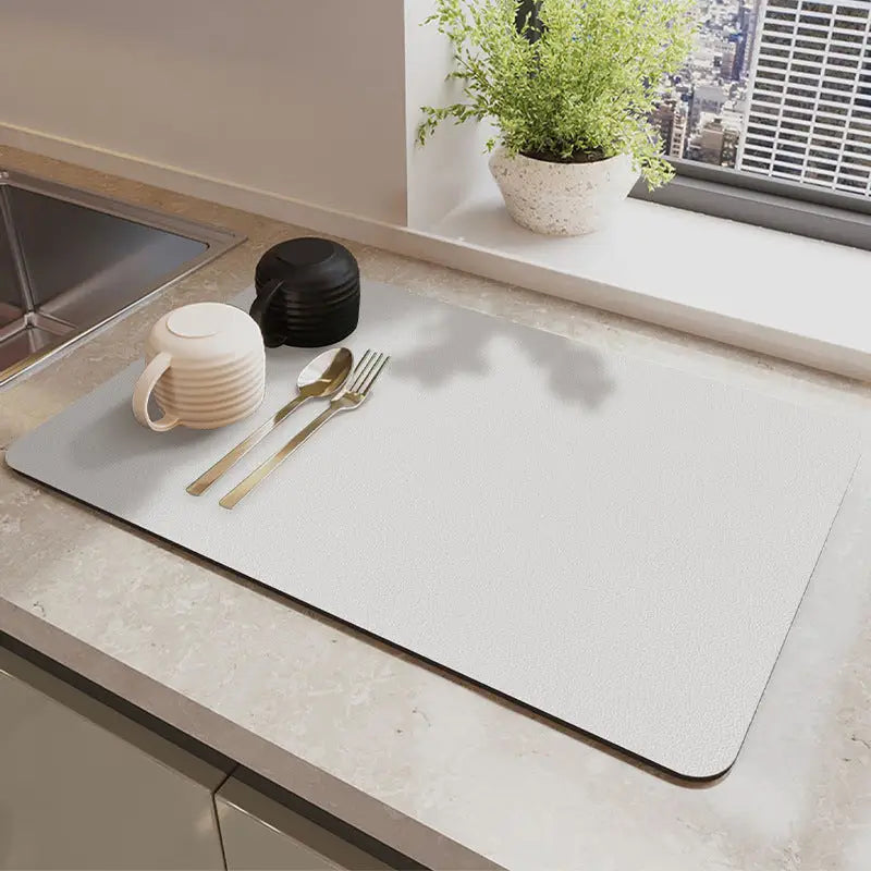 Silver Waterproof Quick-Dry Kitchen Mat - Non-Slip Rubber Base Absorbent Technology Fabric 4mm Thick - Home & Garden >