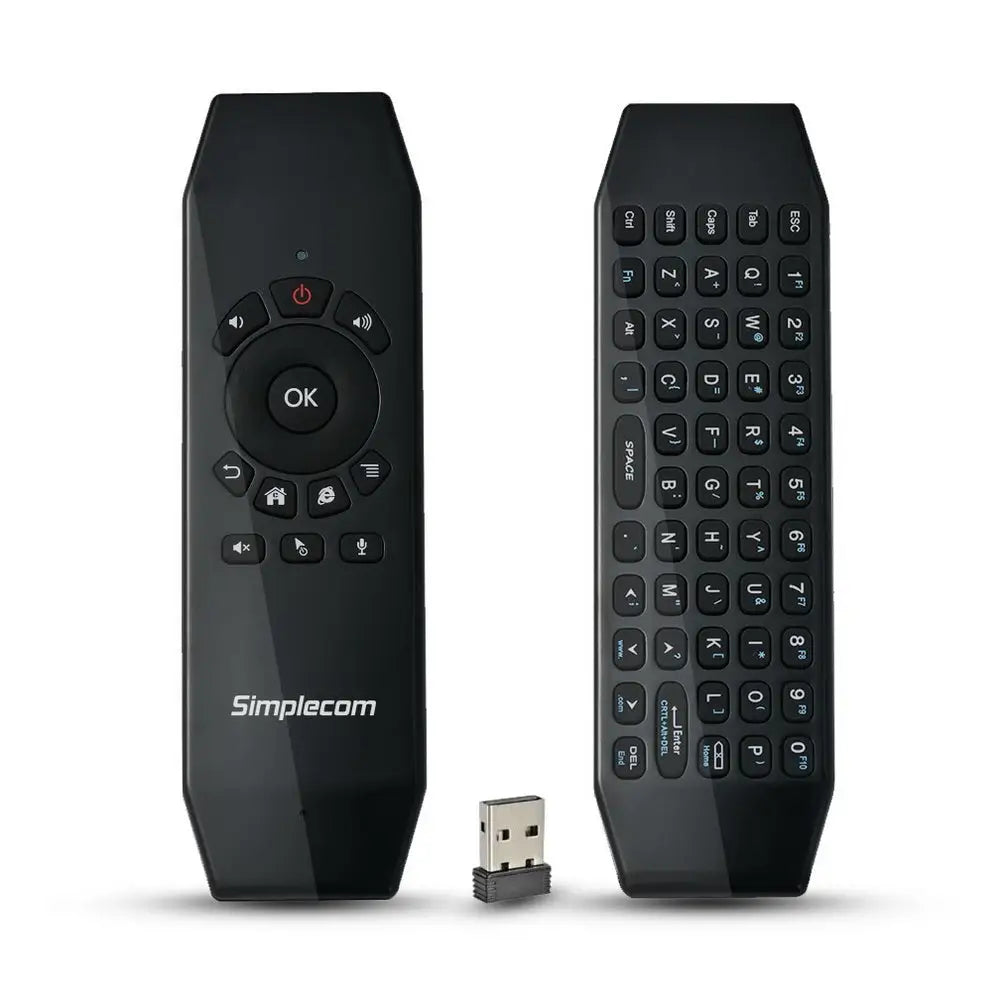 Simplecom RT150 2.4GHz Wireless Remote Air Mouse Keyboard with IR Learning - Audio & Video > TV Accessories