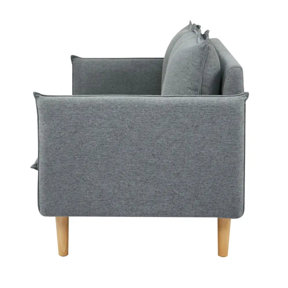 Sinatra 2 + 3 Seater Fabric Sofa Lounge Couch Dark Grey - Furniture > Sofas