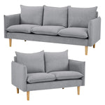 Sinatra 2 + 3 Seater Fabric Sofa Lounge Couch Grey - Furniture > Sofas