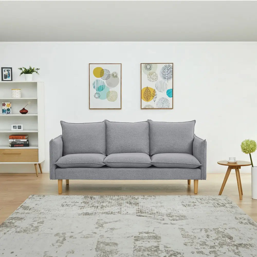 Sinatra 2 + 3 Seater Fabric Sofa Lounge Couch Grey - Furniture > Sofas