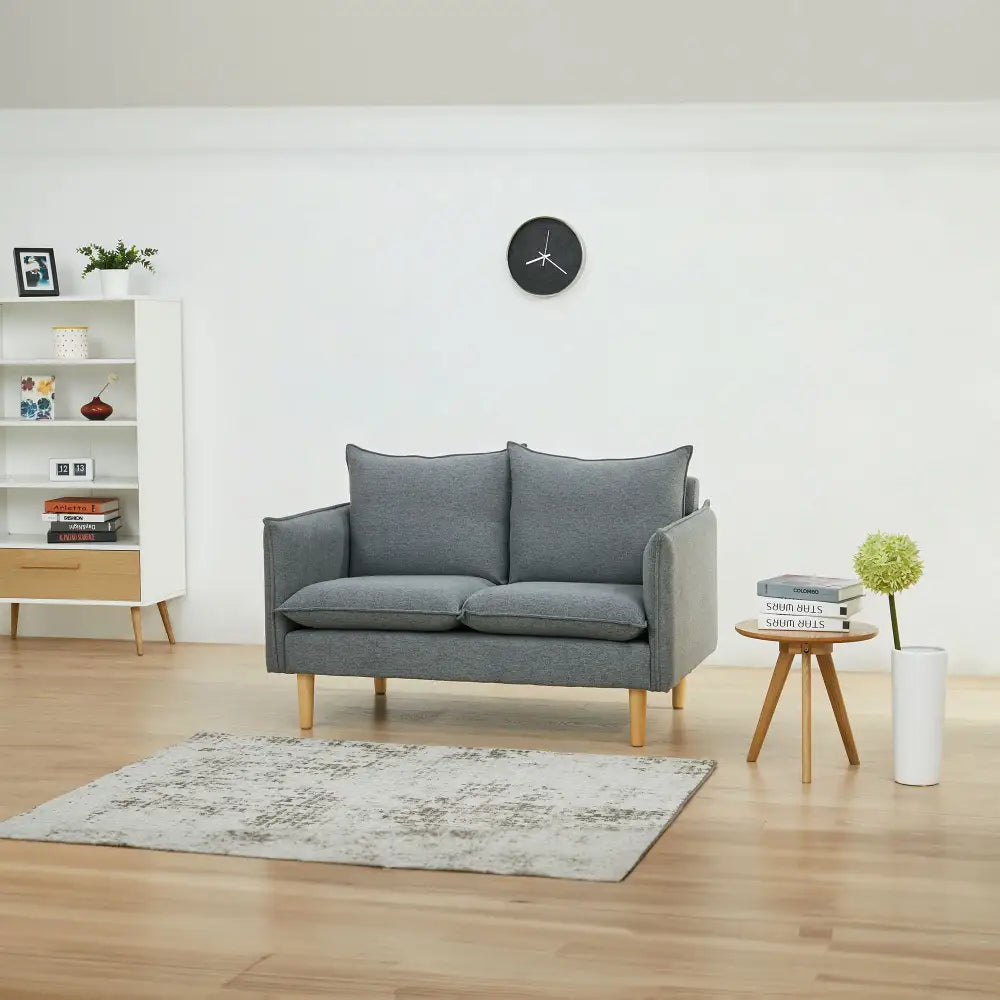 Sinatra 2 Seater Fabric Sofa Lounge Couch Dark Grey - Furniture > Sofas