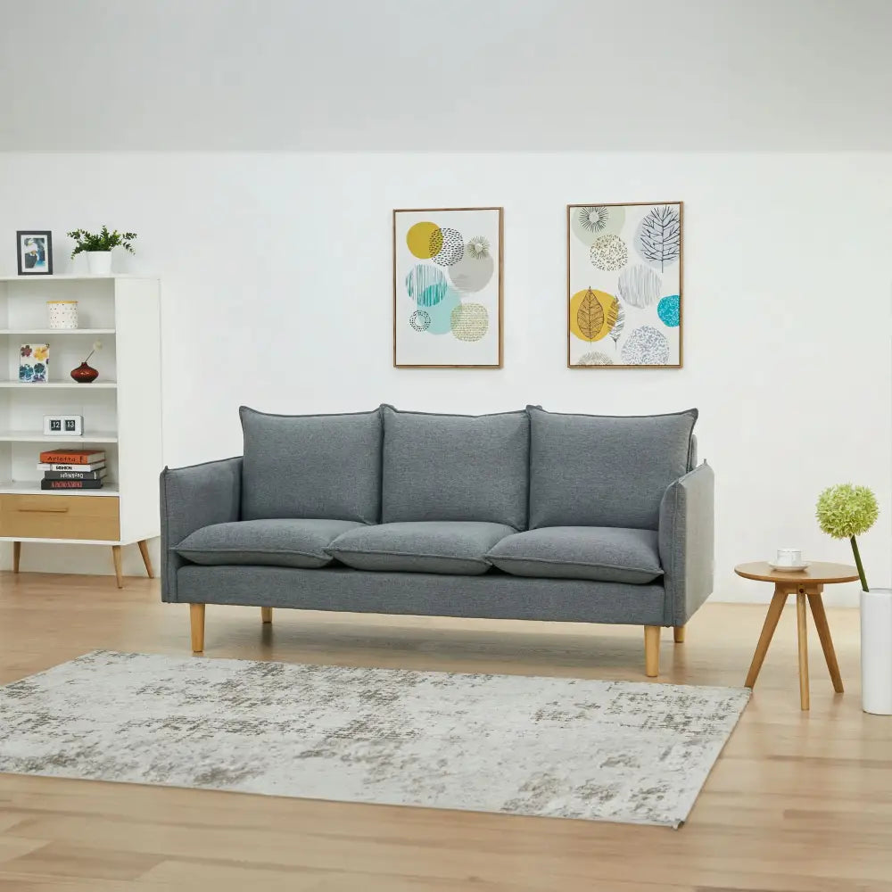 Sinatra 3 Seater Fabric Sofa Lounge Couch Dark Grey - Furniture > Sofas
