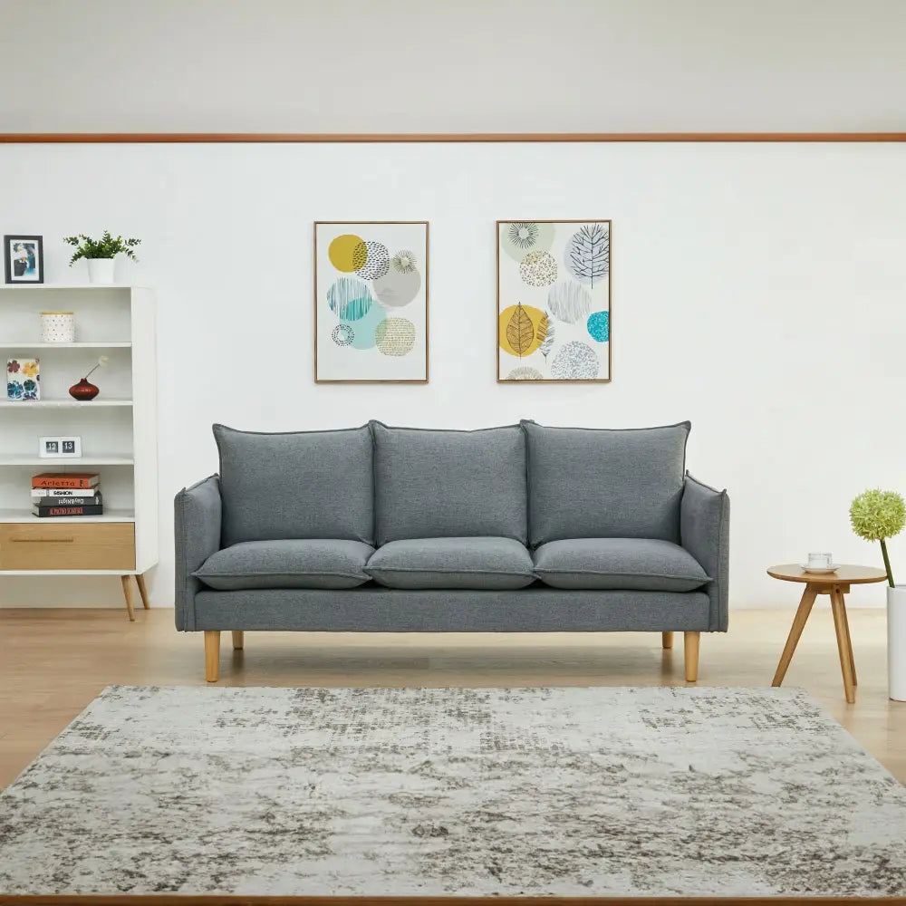 Sinatra 3 Seater Fabric Sofa Lounge Couch Dark Grey - Furniture > Sofas