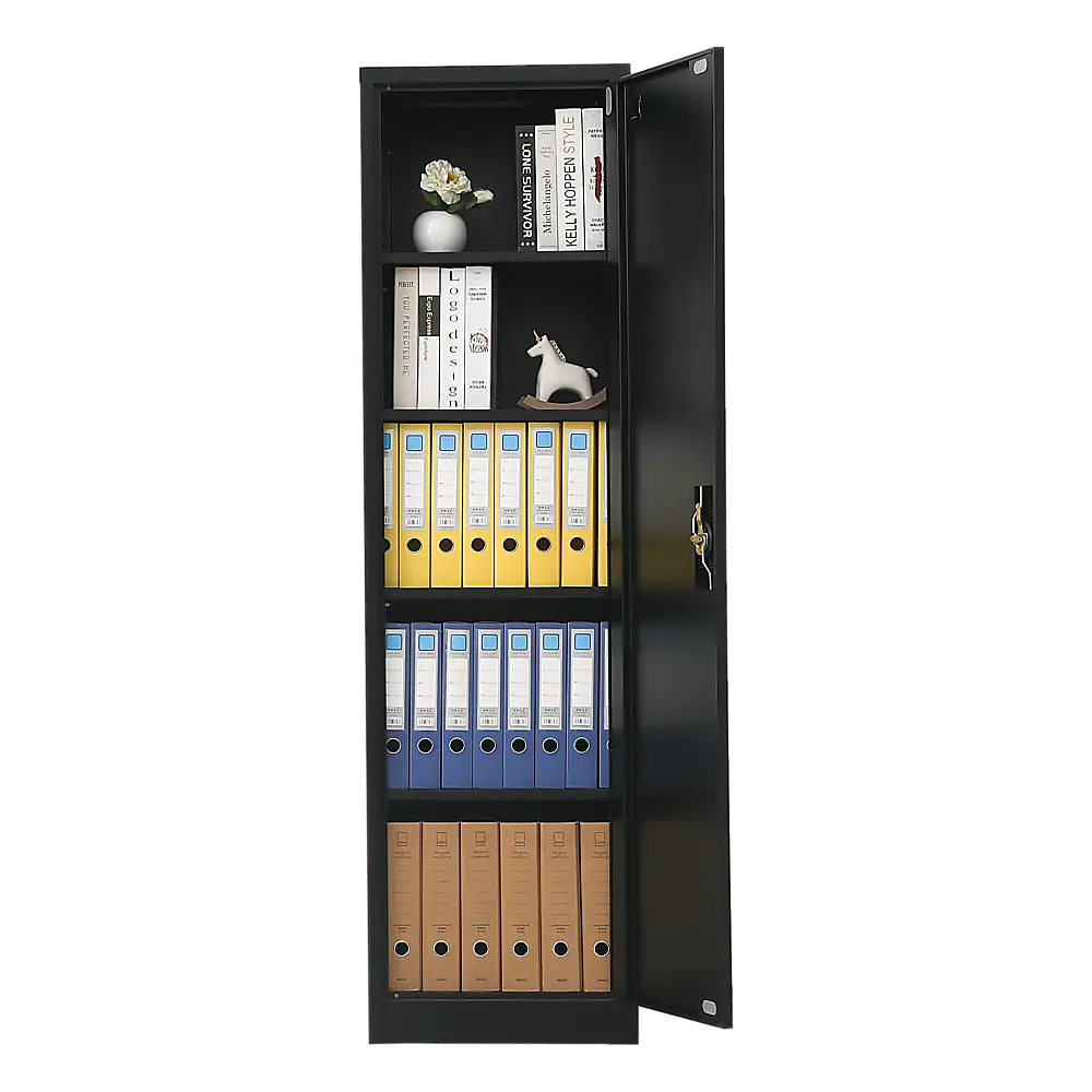 Single-Door Metal Tall Cabinet Shelf Storage for Home Office Gym - Furniture > Office