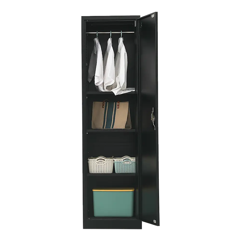 Single-Door Metal Tall Cabinet Shelf Storage for Home Office Gym - Furniture > Office