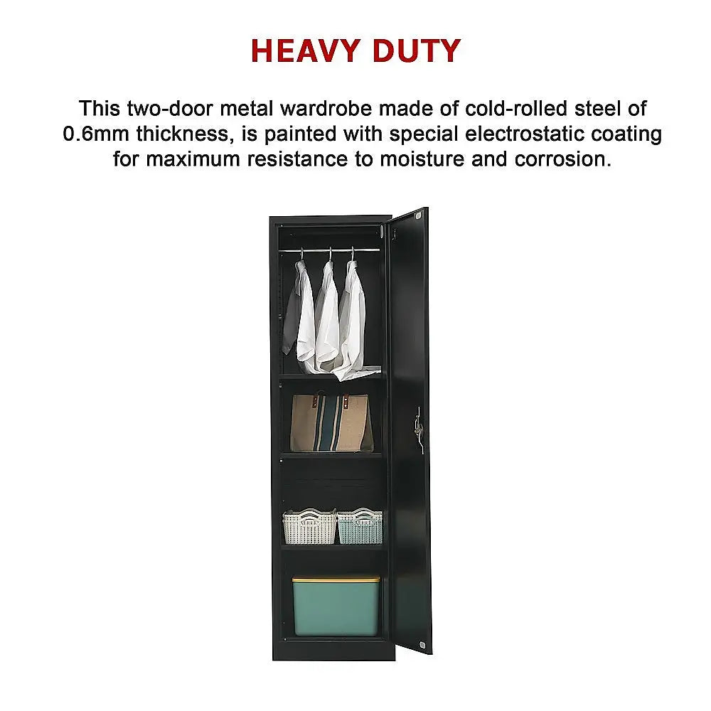 Single-Door Metal Tall Cabinet Shelf Storage for Home Office Gym - Furniture > Office