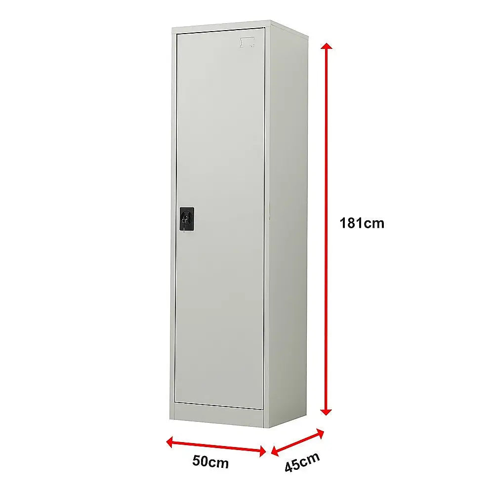 Single-Door Metal Tall Cabinet Shelf Storage for Home Office Gym - Furniture > Office