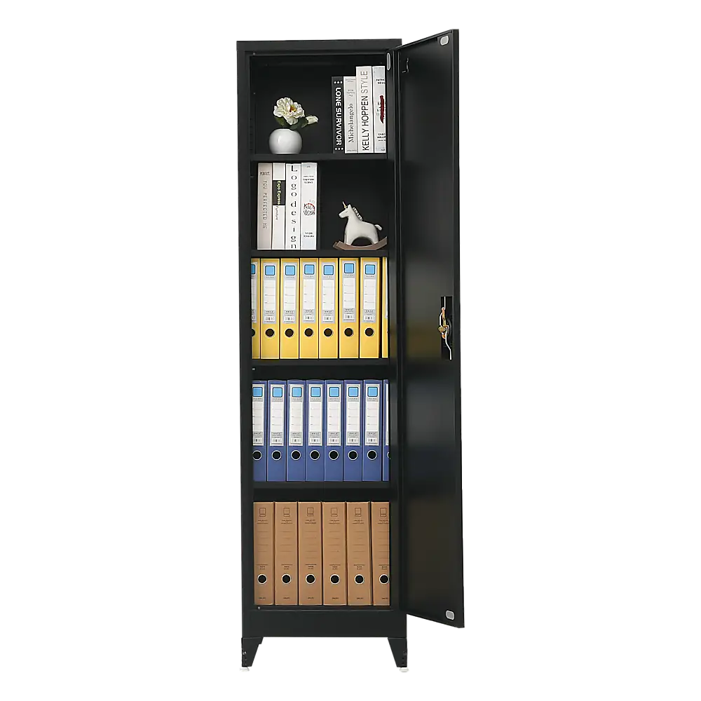 Single-Door Metal Tall Cabinet Shelf Storage for Home Office Gym - Furniture > Office