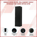 Single-Door Metal Tall Cabinet Shelf Storage for Home Office Gym - Furniture > Office