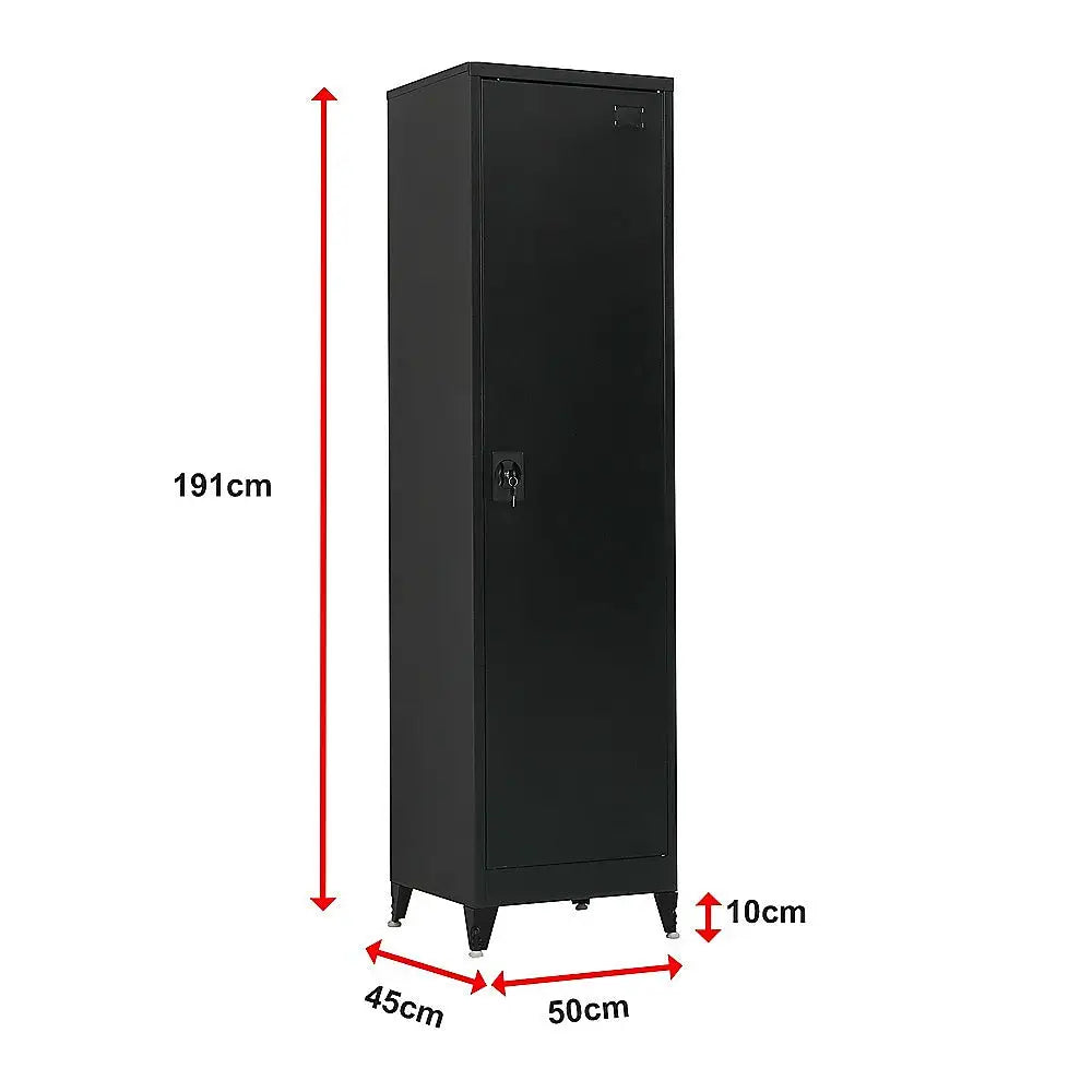 Single-Door Metal Tall Cabinet Shelf Storage for Home Office Gym - Furniture > Office