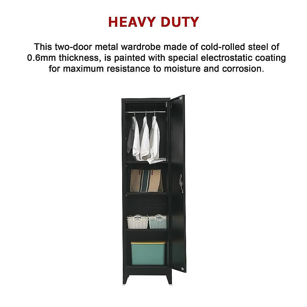Single-Door Metal Tall Cabinet Shelf Storage for Home Office Gym - Furniture > Office