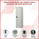Single-Door Metal Tall Cabinet Shelf Storage for Home Office Gym - Furniture > Office