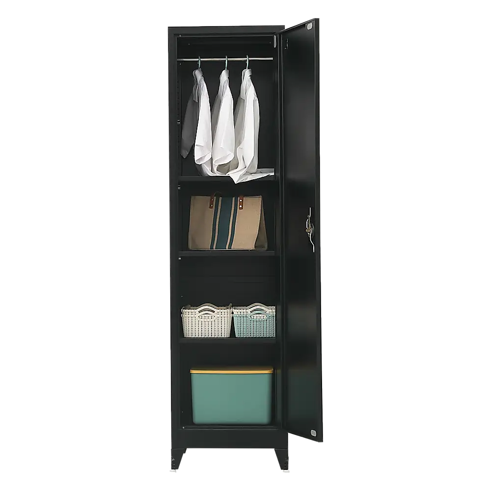 Single-Door Metal Tall Cabinet Shelf Storage for Home Office Gym - Furniture > Office