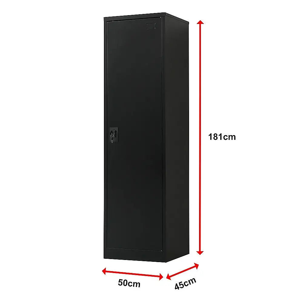 Single-Door Metal Tall Cabinet Shelf Storage for Home Office Gym - Furniture > Office