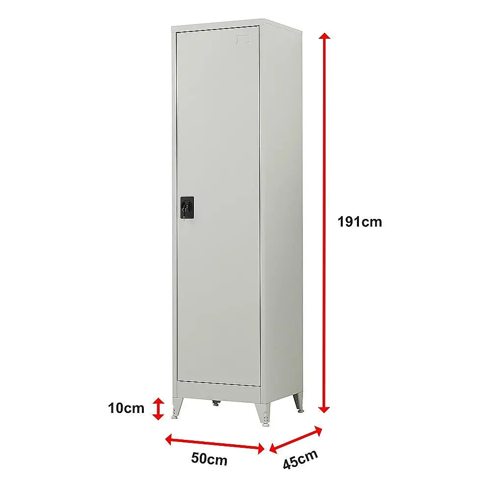 Single-Door Metal Tall Cabinet Shelf Storage for Home Office Gym - Furniture > Office