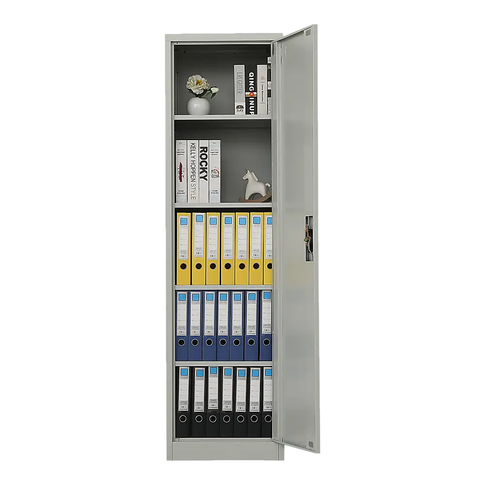 Single-Door Metal Tall Cabinet Shelf Storage for Home Office Gym - Furniture > Office