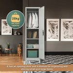 Single-Door Metal Tall Cabinet Shelf Storage for Home Office Gym - Furniture > Office