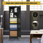 Single-Door Metal Tall Cabinet Shelf Storage for Home Office Gym - Furniture > Office