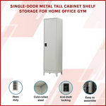 Single-Door Metal Tall Cabinet Shelf Storage for Home Office Gym - Furniture > Office