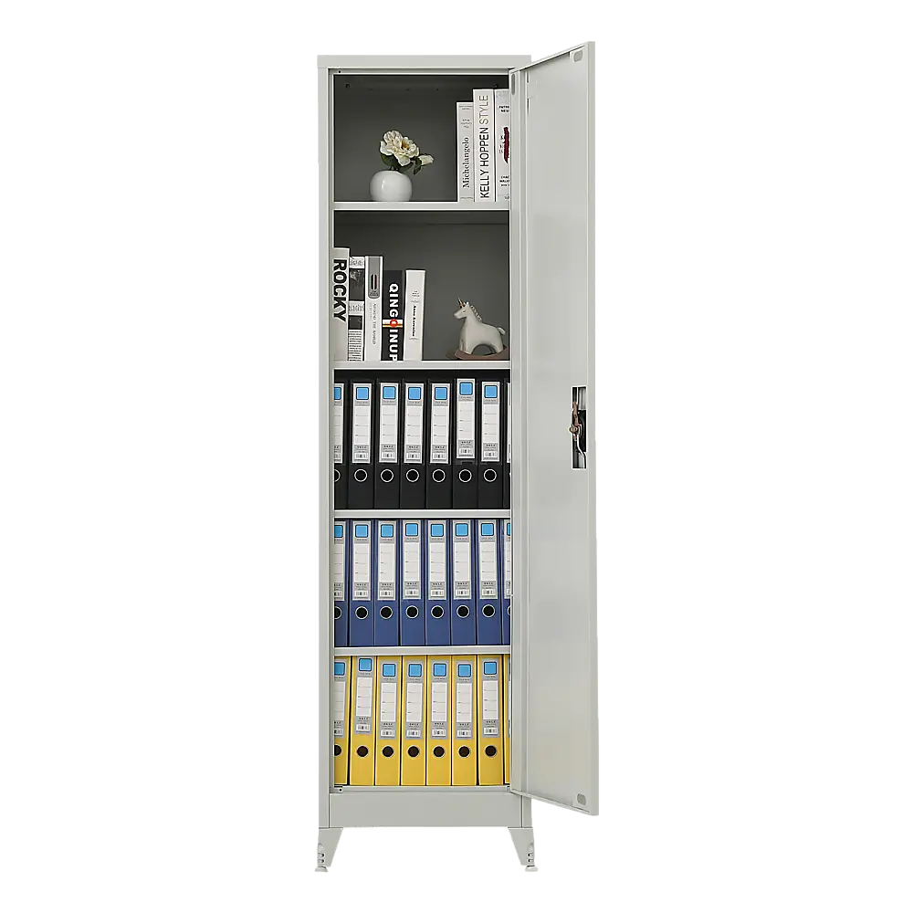 Single-Door Metal Tall Cabinet Shelf Storage for Home Office Gym - Furniture > Office
