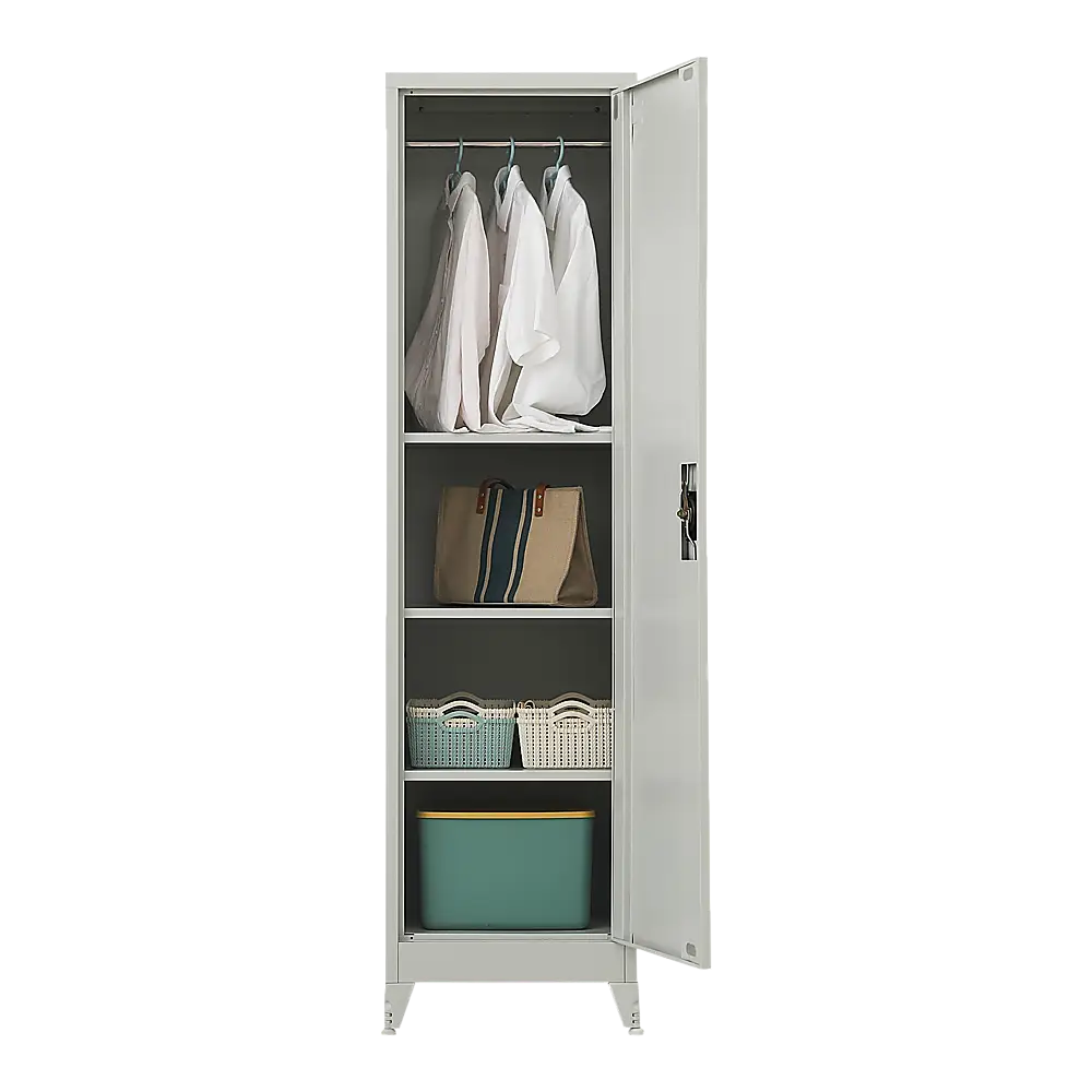 Single-Door Metal Tall Cabinet Shelf Storage for Home Office Gym - Furniture > Office