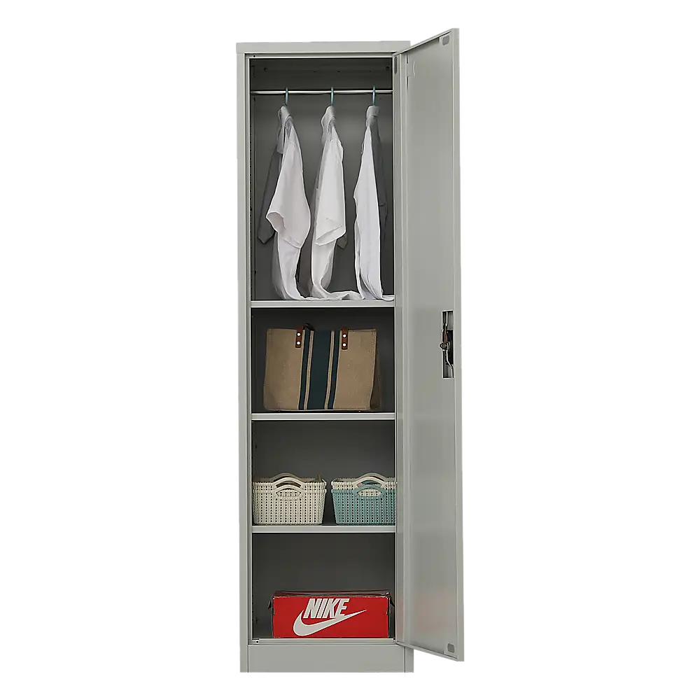 Single-Door Metal Tall Cabinet Shelf Storage for Home Office Gym - Furniture > Office