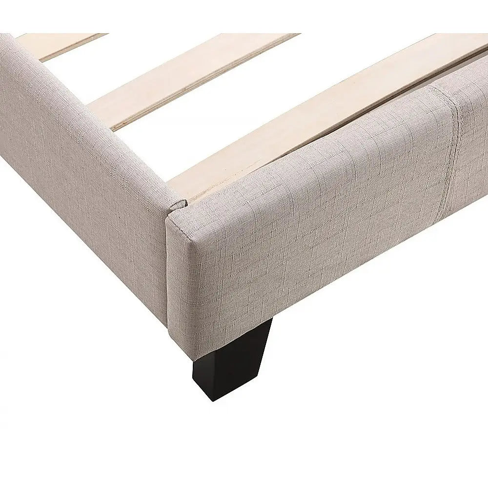 Single Linen Fabric Bed Frame Beige - Furniture > Bedroom > Beds & Bed Frames