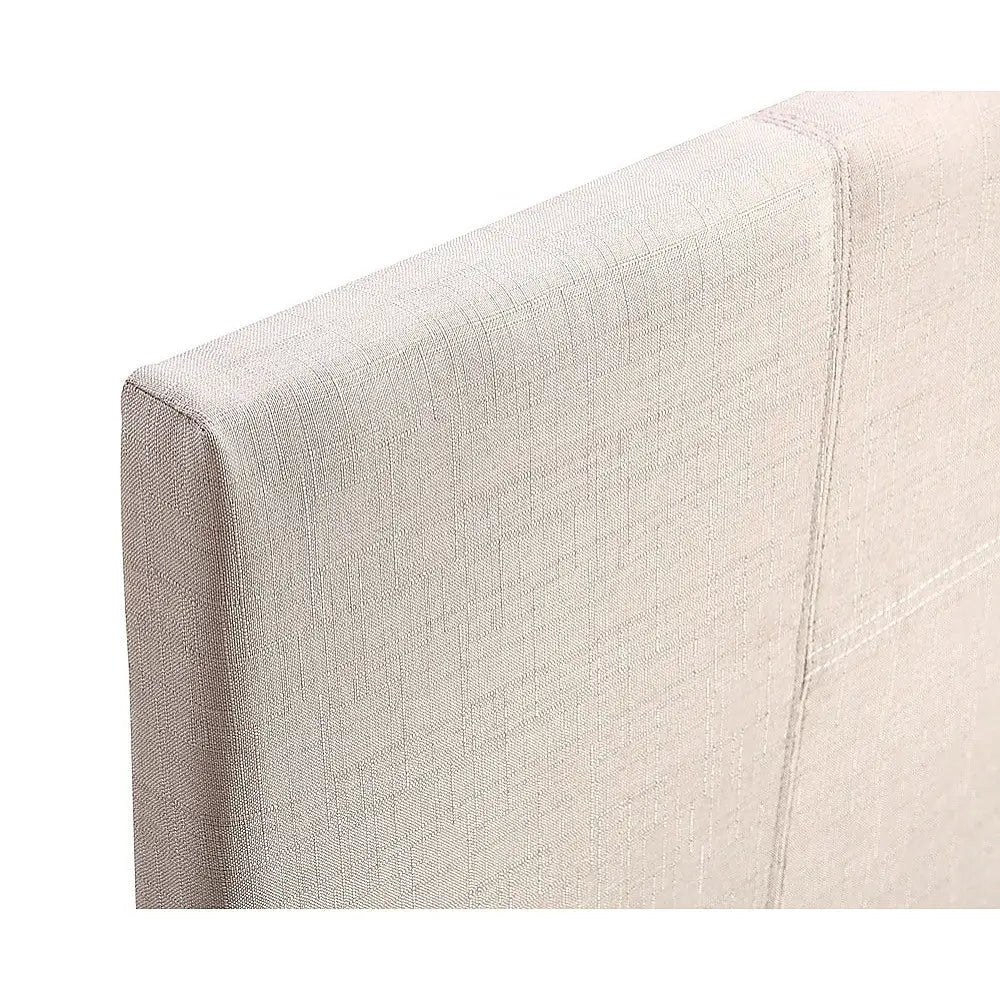 Single Linen Fabric Bed Frame Beige - Furniture > Bedroom > Beds & Bed Frames