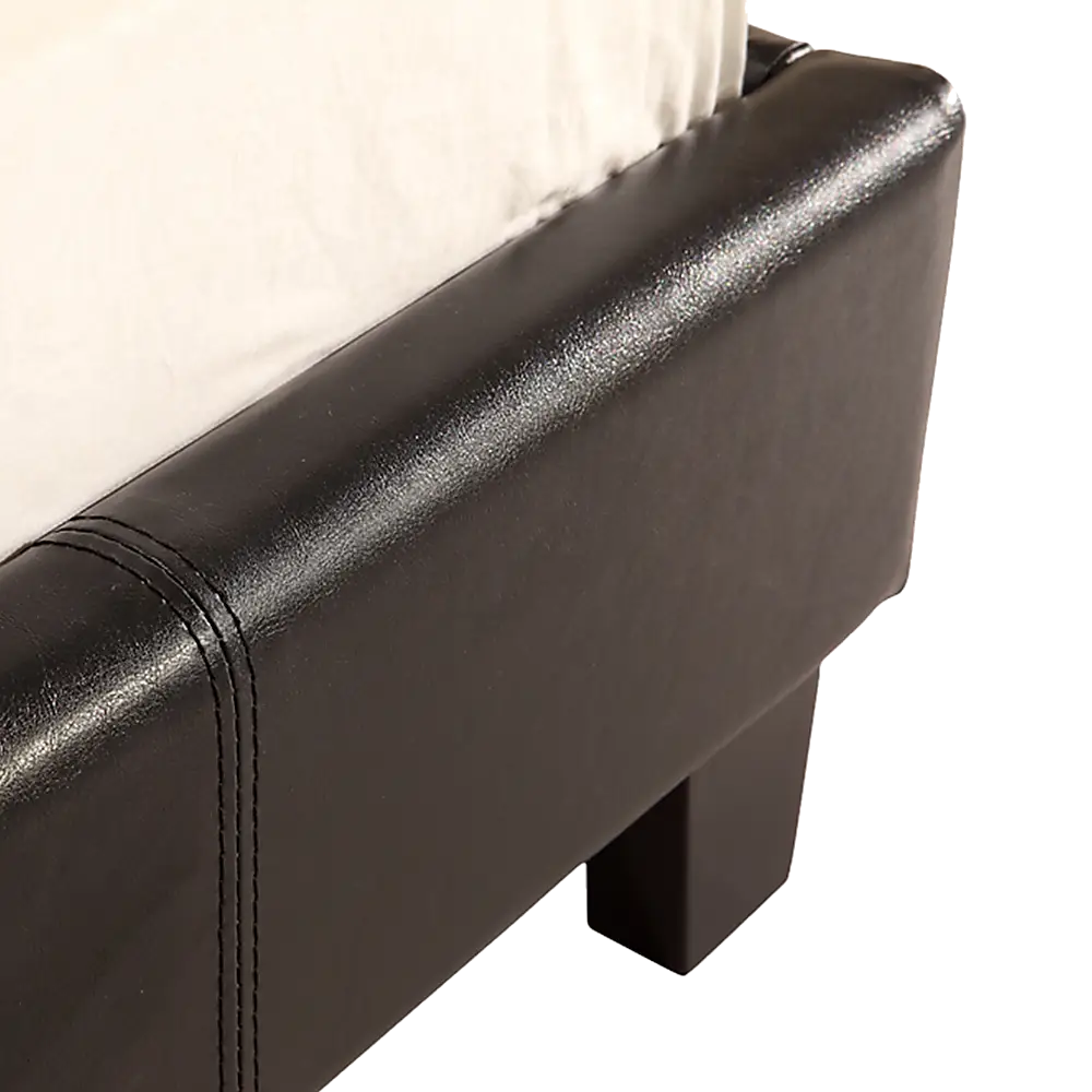 Single PU Leather Bed Frame Black - Furniture > Bedroom > Beds & Bed Frames