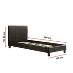 Single PU Leather Bed Frame Black - Furniture > Bedroom > Beds & Bed Frames