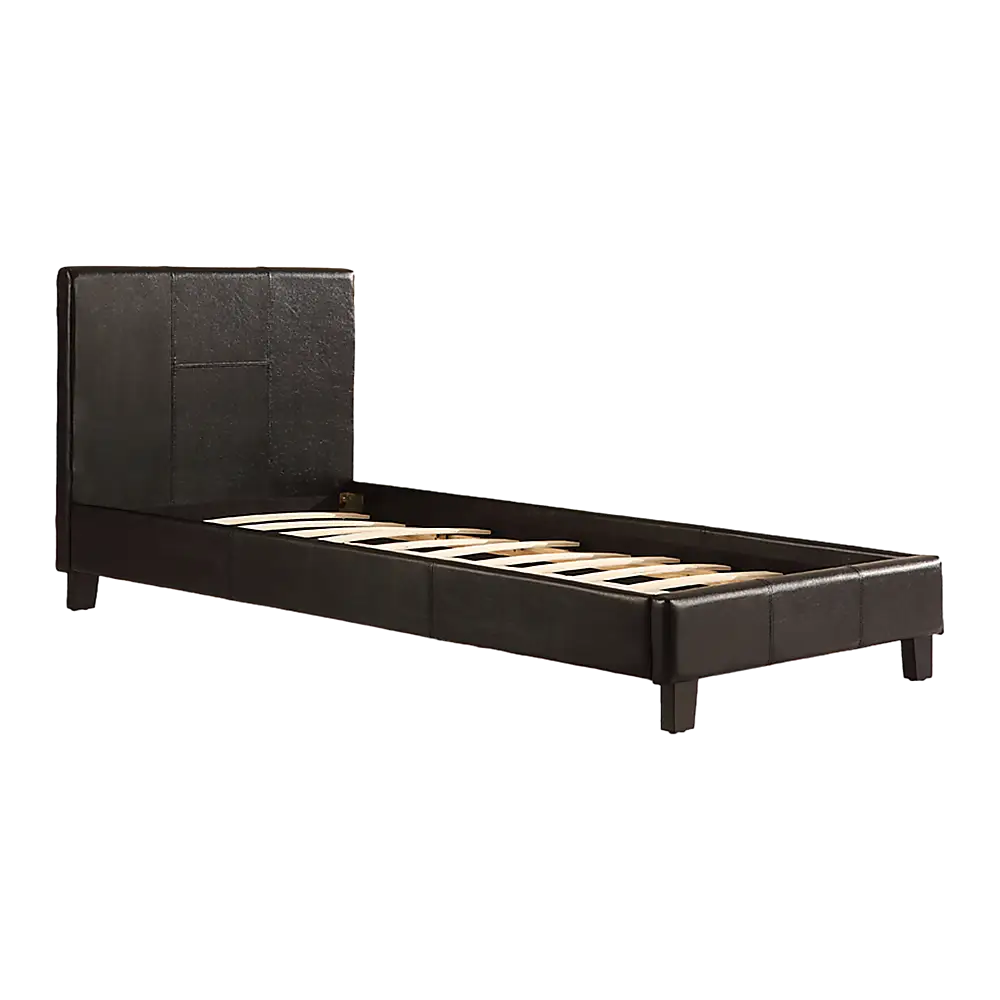 Single PU Leather Bed Frame Black - Furniture > Bedroom > Beds & Bed Frames