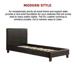Single PU Leather Bed Frame Black - Furniture > Bedroom > Beds & Bed Frames