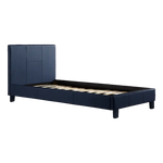 Single PU Leather Bed Frame Blue - Furniture > Bedroom