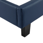 Single PU Leather Bed Frame Blue - Furniture > Bedroom