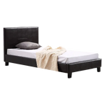 Single PU Leather Bed Frame Brown - Furniture > Bedroom > Beds & Bed Frames