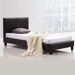 Single PU Leather Bed Frame Brown - Furniture > Bedroom > Beds & Bed Frames