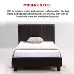 Single PU Leather Bed Frame Brown - Furniture > Bedroom > Beds & Bed Frames