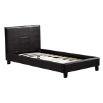 Single PU Leather Bed Frame Brown - Furniture > Bedroom > Beds & Bed Frames