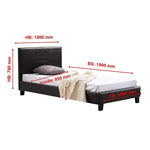 Single PU Leather Bed Frame Brown - Furniture > Bedroom > Beds & Bed Frames