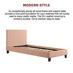 Single PU Leather Bed Frame Pink - Furniture > Bedroom