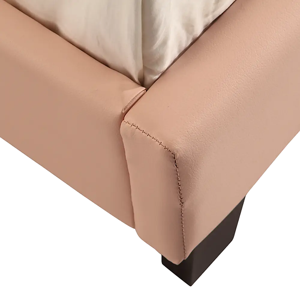 Single PU Leather Bed Frame Pink - Furniture > Bedroom