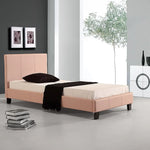 Single PU Leather Bed Frame Pink - Furniture > Bedroom