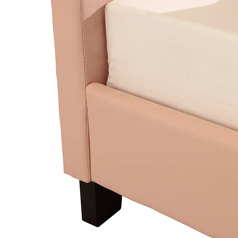 Single PU Leather Bed Frame Pink - Furniture > Bedroom