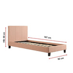 Single PU Leather Bed Frame Pink - Furniture > Bedroom
