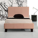 Single PU Leather Bed Frame Pink - Furniture > Bedroom